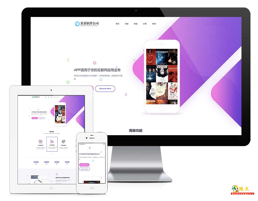 响应式网络软件网站模板29833