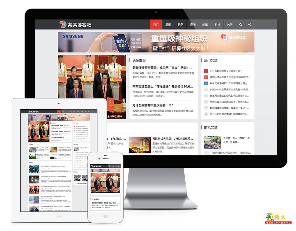 响应式简约文章资讯博客网站模板10813